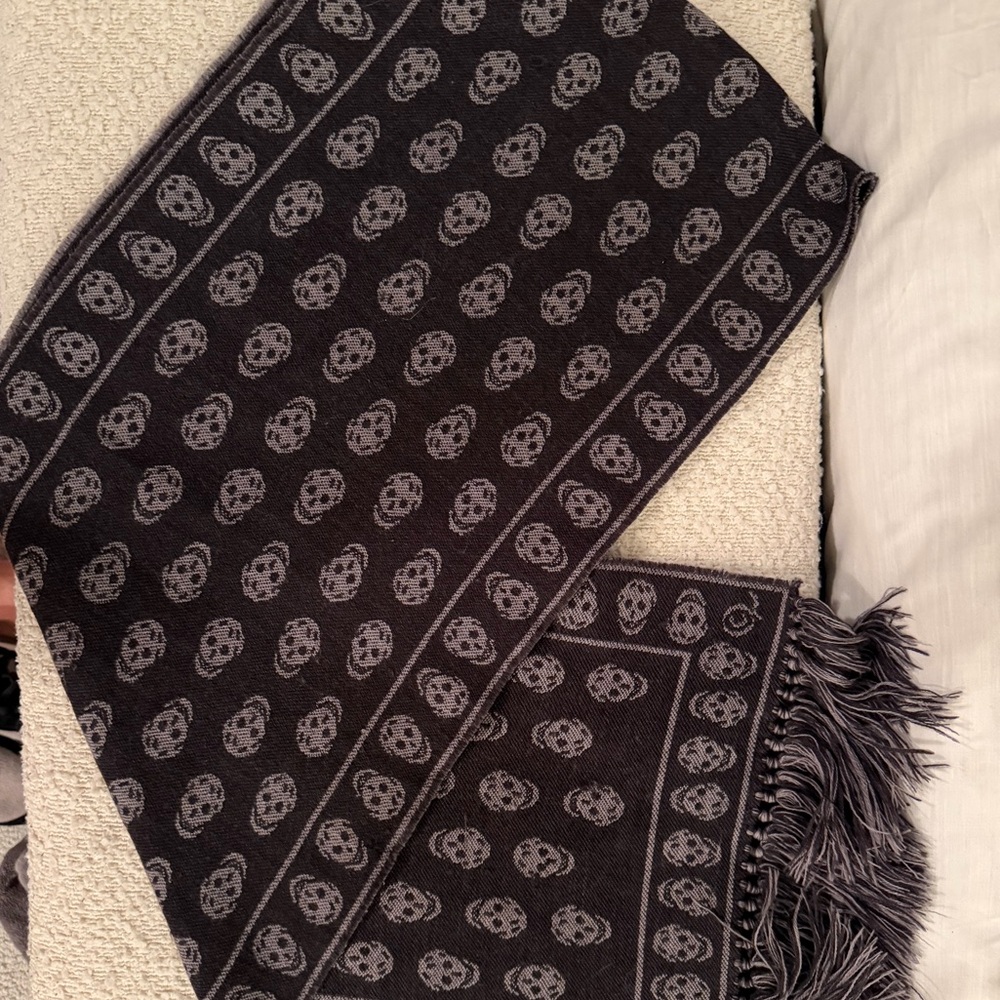 Alexander McQueen Charcoal Skull WOOL Motif Scarf